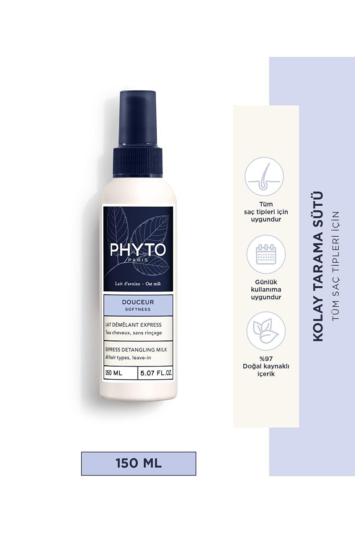 Phyto Softness Express Detangling Milk Tüm Saç Tipleri Için Kolay Tarama Sütü 150 Ml