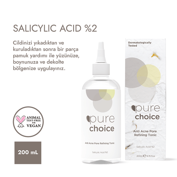 Pure Choice Akne Karşıtı Gözenek Sıkılaştırıcı Tonik 200 ML 
(Salicylic Acid %2)