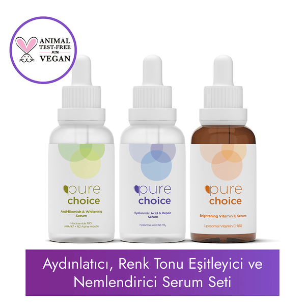Pure Choice Aydınlatıcı Renk Tonu Eşitleyici ve Nemlendirici Bakım Seti (C Vitamini + Leke Karşıtı + HA Serum)