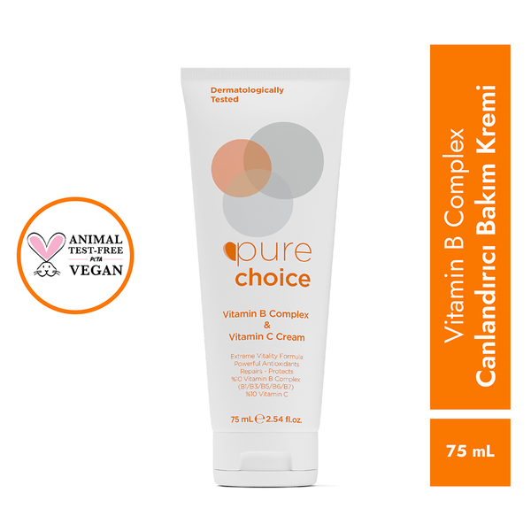Pure Choice Aydınlatıcı ve Canlandırıcı Cilt Bakım Kremi Vitamin C ve Vitamin B Complex 75 ml SKT İndirimi