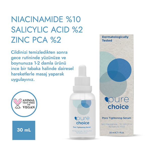 Pure Choice Gözenek Sıkılaştırıcı Cilt Bakım Serum 30 Ml %10 Niacinamide + %2 Zinc Pca + %2 Salicylic Acid