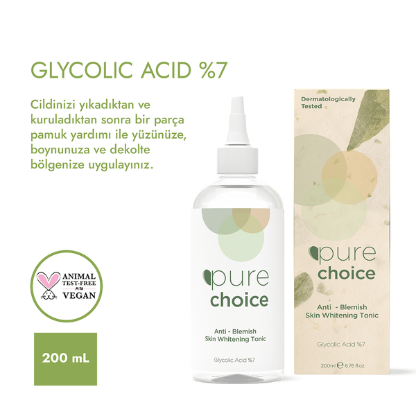 Pure Choice Leke Karşıtı Cilt Beyazlatıcı Tonik 200 ML 
(Glycolic Acid %7)