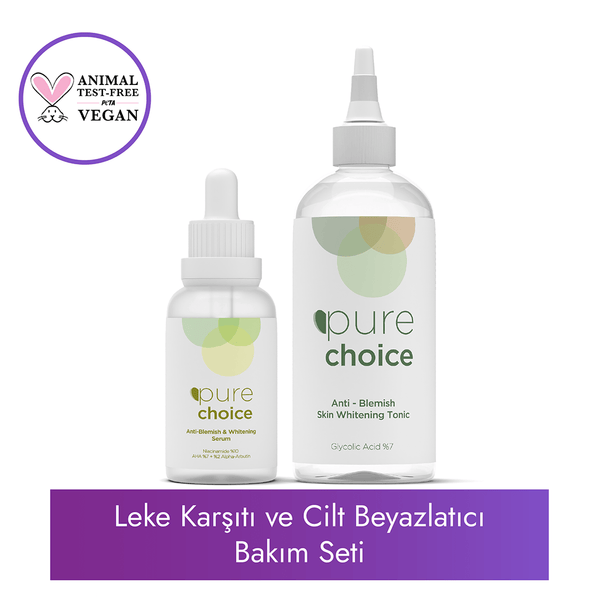 Pure Choice Leke Karşıtı ve Cilt Beyazlatıcı Bakım Seti (Leke Karşıtı Serumu + Leke Karşıtı Tonik 2'li Set)