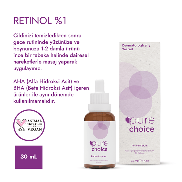 Pure Choice Retinol Serum, 30ml - Yaşlanma Karşıtı ve Yenileyici