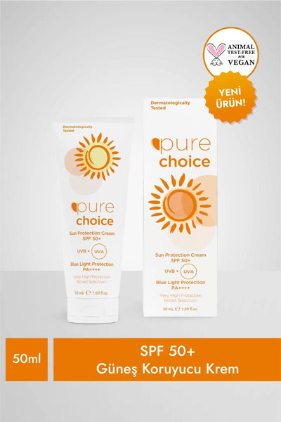 Pure Choice SPF 50+ Güneş Koruyucu Krem, 50ml - Suya Dayanıklı Çok Yüksek Koruma