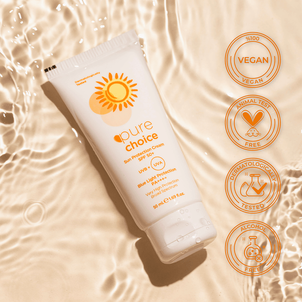 Pure Choice SPF 50+ Güneş Koruyucu Krem, 50ml - Suya Dayanıklı Çok Yüksek Koruma