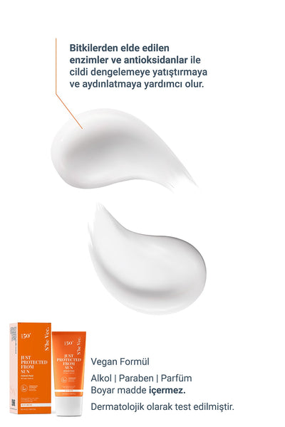 She Vec Just Protected From Sun Aydınlatıcı ve Leke Karşıtı Güneş Koruyucu Krem SPF50 50 ml