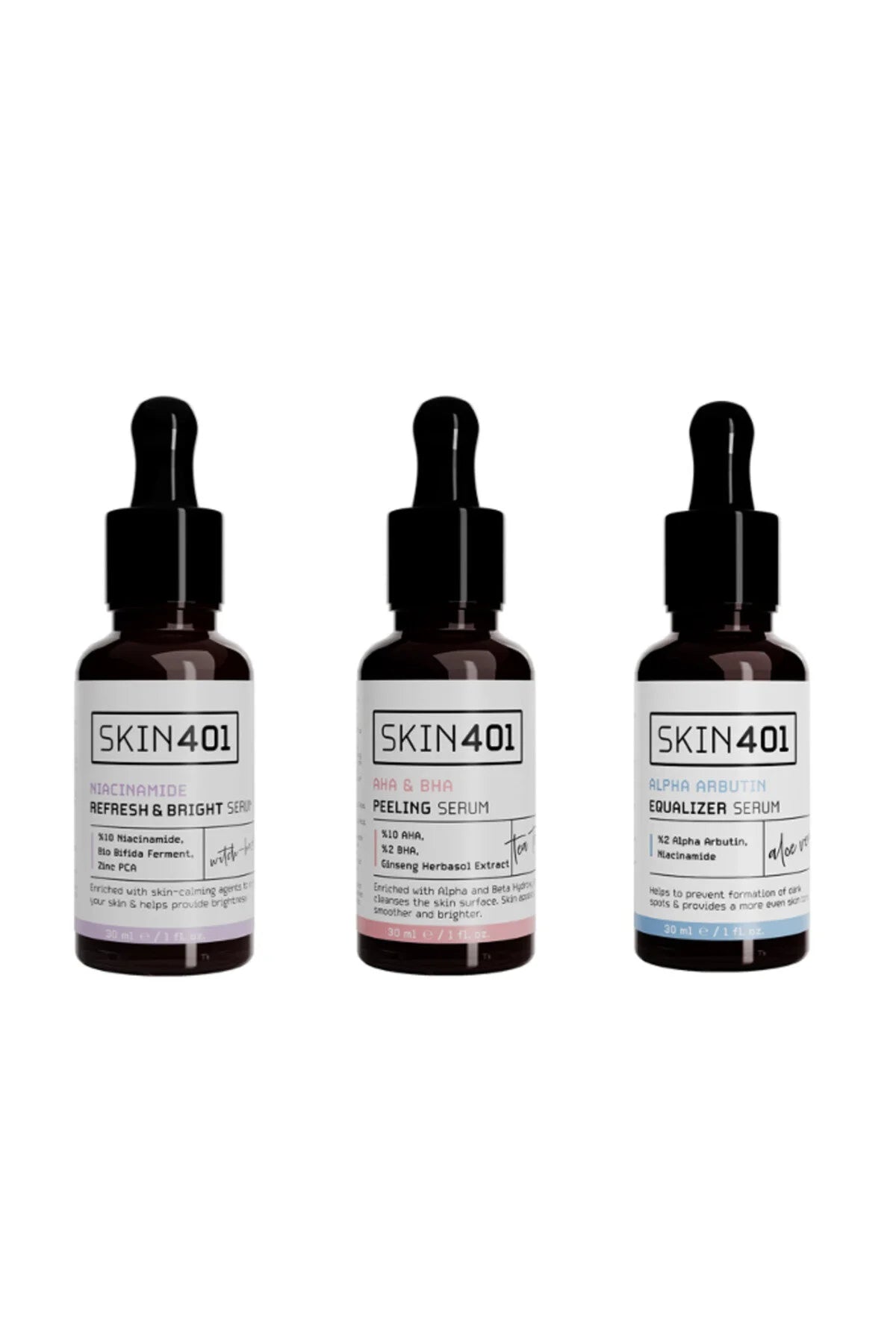SKIN401 Skin401 Niacinamide, AHA+BHA, Arbutin Serum Seti