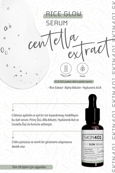 Skin401 Pirinç Özlü Aydınlatıcı ve Parlaklık Etkili Serum 30ml