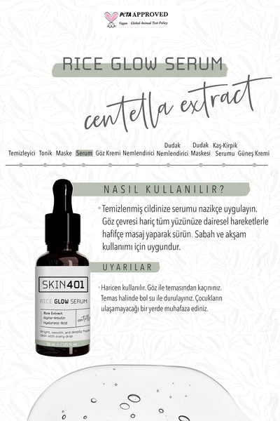 Skin401 Pirinç Özlü Aydınlatıcı ve Parlaklık Etkili Serum 30ml