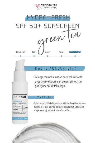 Skin401 SPF50+ Hydra-Fresh Sunscreen Nemlendirici & Tazeleyici Güneş Kremi 50 ml