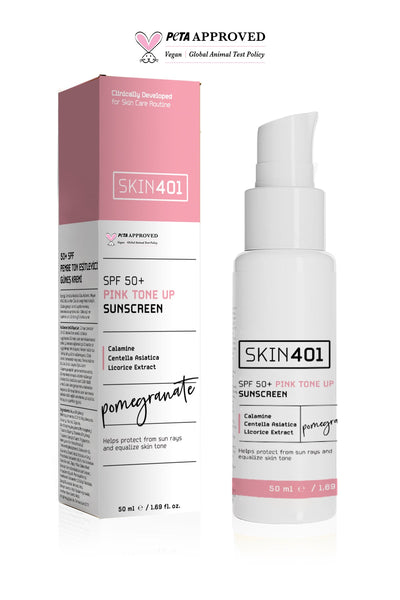 Skin401 SPF50+ Pink Tone Up Sunscreen Pembe Ton Eşitleyici Güneş Kremi 50 ml