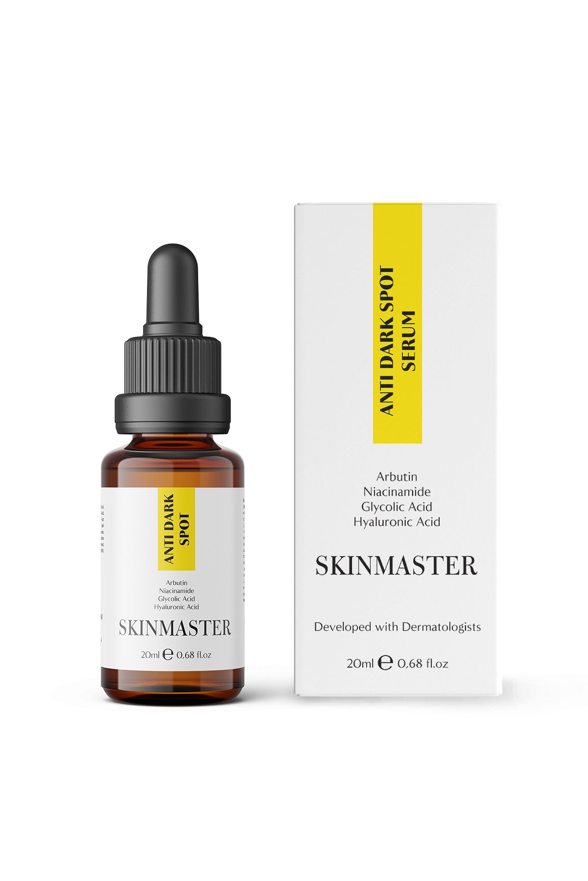 SKINMASTER SkinMaster Leke Karşıtı Cilt Tonu Eşitleyici Bakım Serumu 20 ml (Arbutin, Niacinamide, Glycolic Acid, HA)