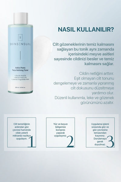 Skinsensual Adiôs Pores Face Refining Toner (glycolic Acid 5%, Salicylic Acid 0.5) Gözeneklere Elveda Tonik