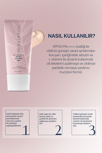 Skinsensual BB Krem Light| 50 Spf Uva/Uvb Pa++++ | Leke Oluşumunu Önlemeye Yardımcı, Aydınlık ve Canlılık