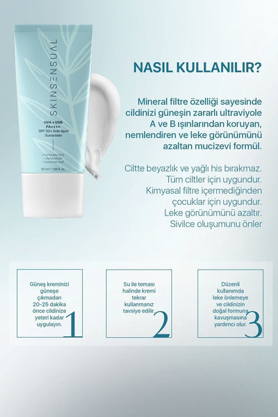 Skinsensual Leke Oluşumunu Önlemeye Yardımcı, Nemlendirme Etkili Güneş Kremi 50 Spf Uva/uvb Pa++++