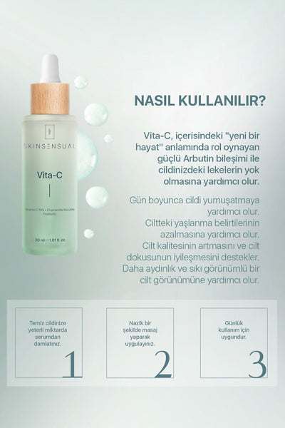 Skinsensual Vita-c Vitamin C 10%, Postbiotic Ve Cilt Tonu Eşitleyici Cilt Bakım Serumu 30 ml