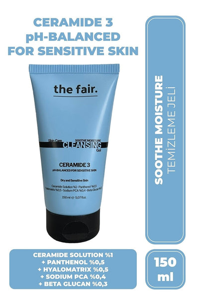 The Fair. Ceramide 3 Yoğun Nemlendirici Hassas Ve Kuru Ciltler Için Vegan Yüz Yıkama Jeli 150 ml SKT İndirimi