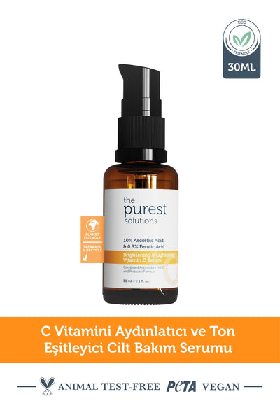 The Purest Solutions - 10% Ascorbic Acid + 0,5% Ferulic Acid Brightening & Lightening Vitamin C Serum  30 ML