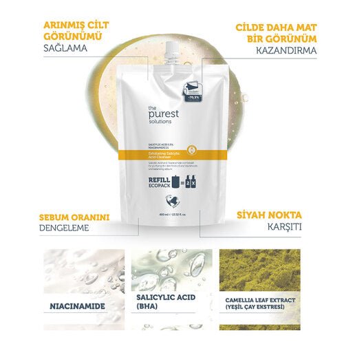 The Purest Solutions Exfoliating Salicylic Acid Cleanser 0,5% Salicylic Acid, 1%Niacinamide 400 ml - Refill