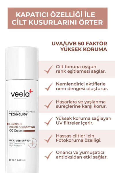 Veela Kapatıcı - Cilt Tonu Eşitleyici 50 Faktör Cc Krem Luminous Color Correctıng Cc Cream Spf 50