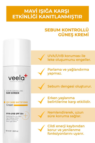 Veela Matlaştırıcı Güneş Kremi Uv Care Matifiying Cream 50 Spf+