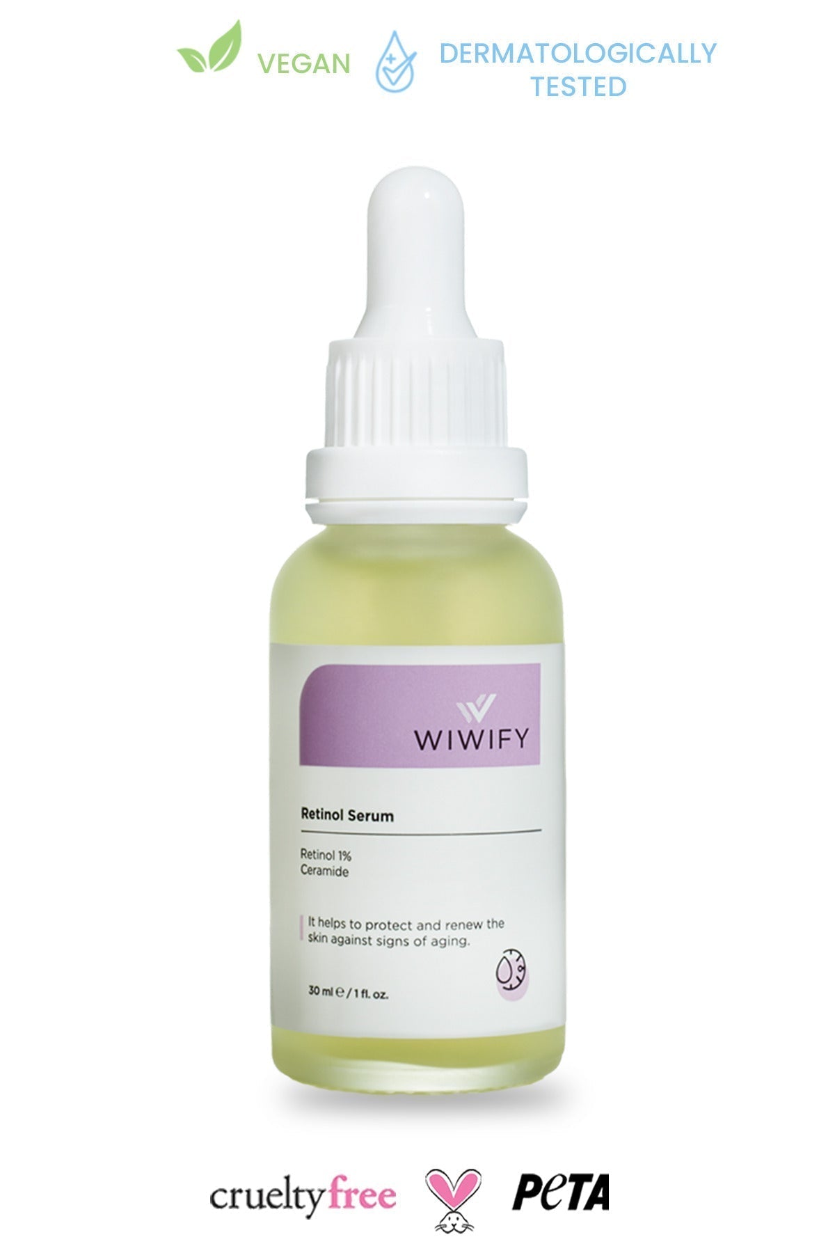WIWIFY Wiwify Kırışıklık Karşıtı, Onarıcı, Besleyici Retinol + Vita-A Serum (1% Retinol + Ceramide) Anti-Aging SKT İndirimi